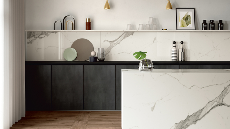 Active Surfaces SapienStone top cucina dai materiali innovativi Calacatta Statuario