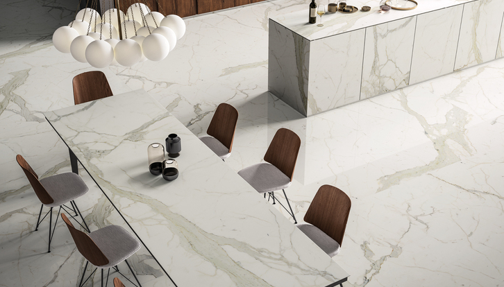 white and gold marble-effect kitchen top