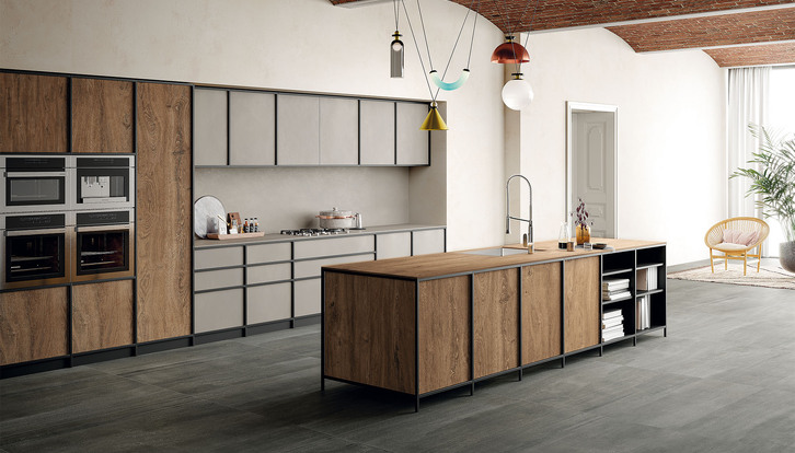 wood-effect porcelain stoneware kitchen worktops